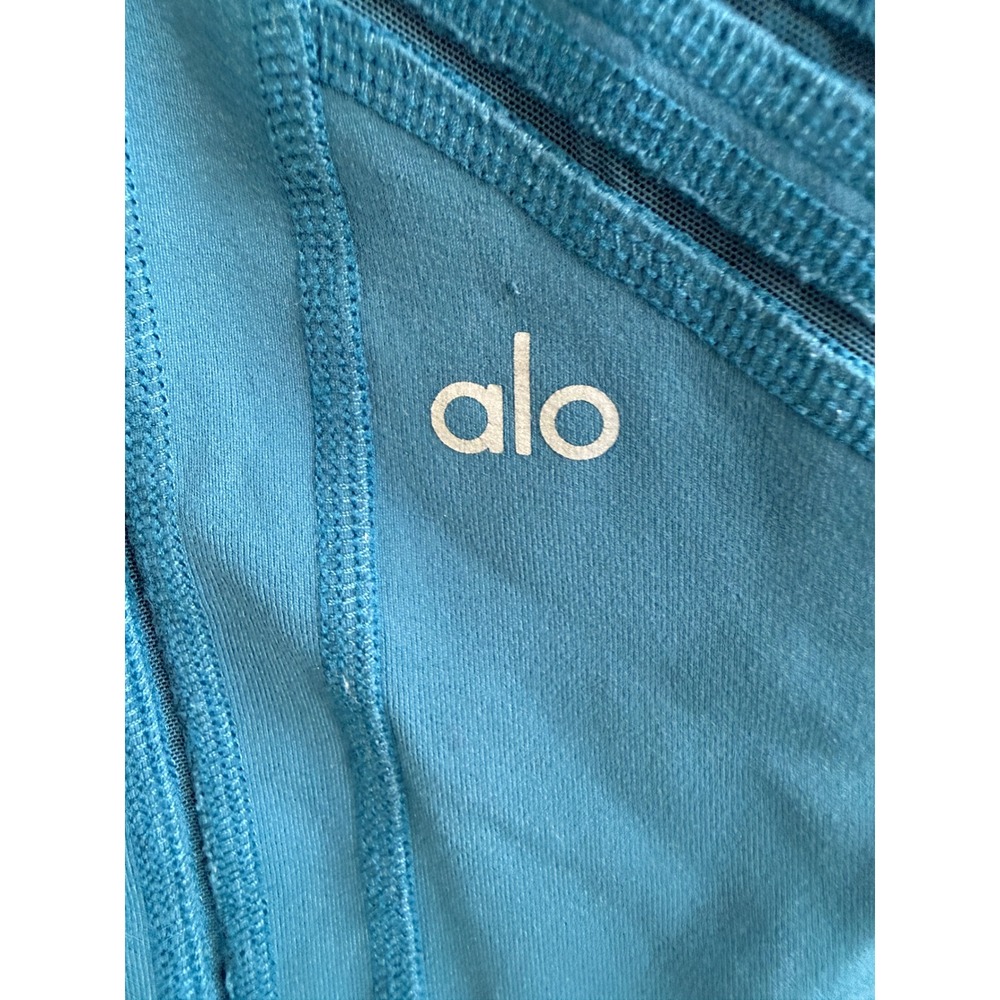 Alo Yoga Women Teal Blue Moto High Waist Mesh Quilted Crop Leggings Size S - Picture 3 of 8